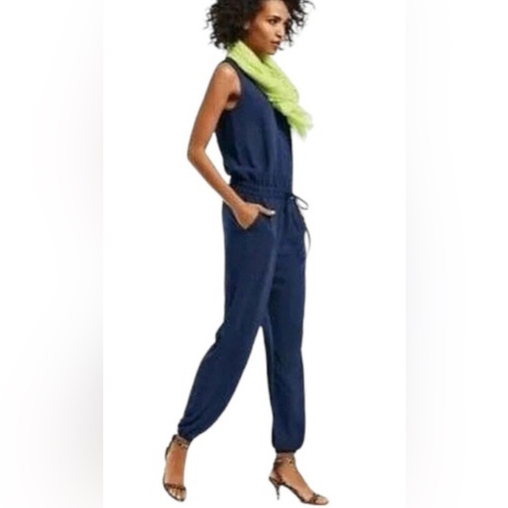 Cabi French Jumpsuit Navy Blue Drawstring M